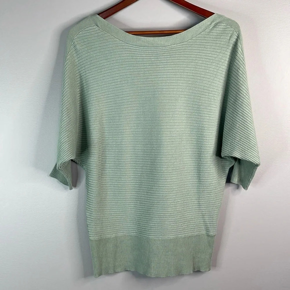 DYNAMITE Ribbed Knit Bateau Neck Sweater Sage Green Dolman 1/2 Sleeve Size S - Picture 11 of 11